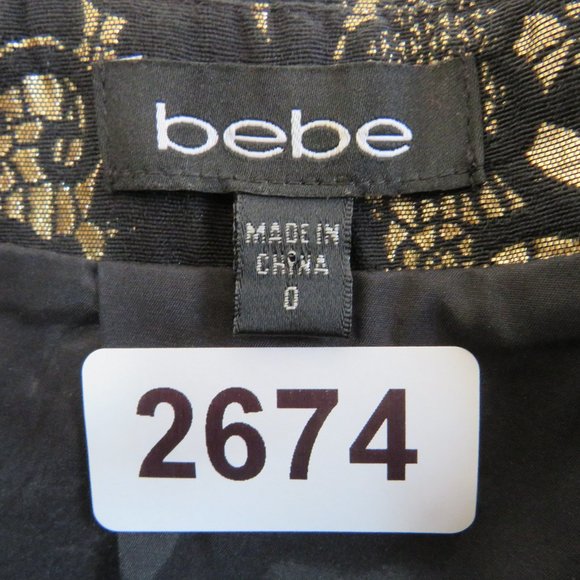 bebe* Women's Fully Lined 6" Front Zipper Slit Textured BOHO Pencil Skirt~Size 0 - Picture 3 of 9